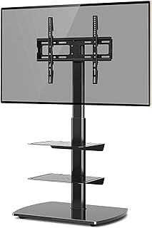 Support tv au sol avec 3 étagères en verre trempé pour écrans plasma