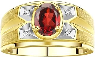 Bague pour homme rylos avec pierres précieuses de forme ovale et véritables diamants