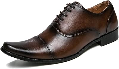 Chaussures formelles oxford à lacets pour hommes daddyger en cuir microfibre avec bout