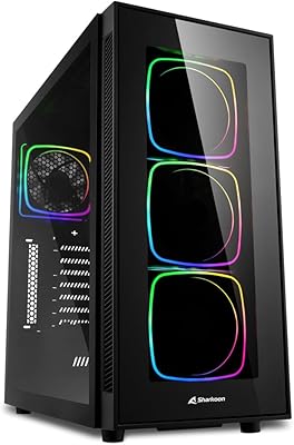 Boîtier d'ordinateur sharkon tg6 rgb atx, 3 ventilateurs avant 120 mm, ventilateur arrière