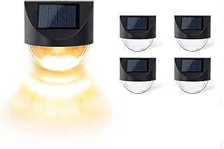 Lumières de clôture solaires, 4 pièces lampes solaires led étanches, applique murale extérieure