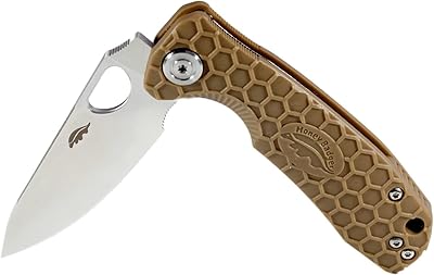 Couteau de camping honey badger leaf avec clip de poche gauche/droite, petit, beige