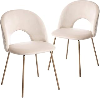 Chaise en velours avec pieds en métal pour cuisine et salle à manger