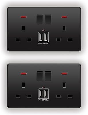 Prise murale prise murale britannique 2 jeux prises usb plaque d'alimentation chargeur 13a