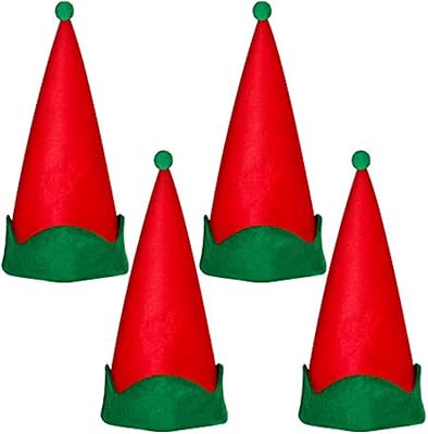 4 pièces deong chapeau d'elfe en feutre rouge pointu accessoires de chapeau d'anniversaire