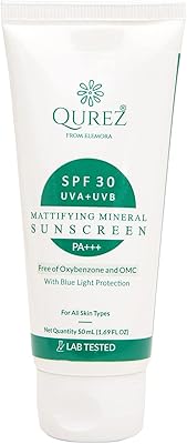 Crème solaire minérale qurez spf 30, sans danger pour l'acné, 50 ml