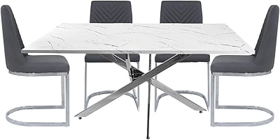Ensemble de table à manger vanity living avec plateau à motif marbre, table