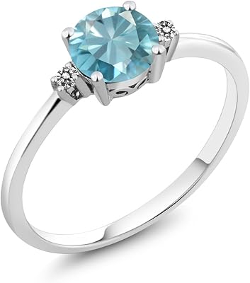 Bague de fiançailles pour femme en or blanc 10 carats parsemée de zircon