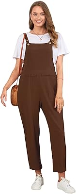 Combinaison ample à plastron décontractée pour femme, grande taille, en coton et lin