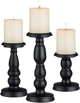 Lot de 3 bougeoirs piliers, décoration de table aux chandelles, bougeoir rétro