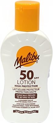Malibu lotion écran solaire imperméable haute protection enrichie en vitamines spf