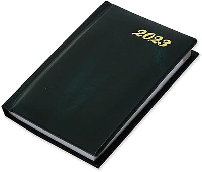 Agenda fis 2023 en anglais ligné en vinyle avec un côté vert