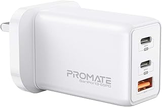 Promate gan usb-c double chargeur pour ordinateur portable 65 w usb type c