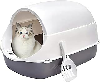 Grand bac à litière pour chat entièrement fermé et résistant aux éclaboussures