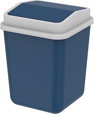 Poubelle avec couvercle pivotant, capacité de 15 litres, bleu perle, de cosmoplast
