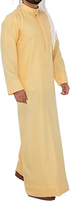 Thobe arabe kandora koweïtien jaune de yathrib everyday, dishdasha, robe islamique arabe kandora