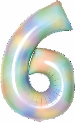 Amscan 9913139 ballon en aluminium n° 6 arc-en-ciel pastel 25"