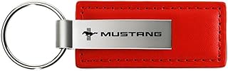 Porte-clés de voiture en cuir rouge avec logo ford mustang à trois barres