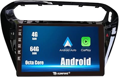 Radio stéréo gps carplay android auto 9" écran tactile ips compatible avec peugeot