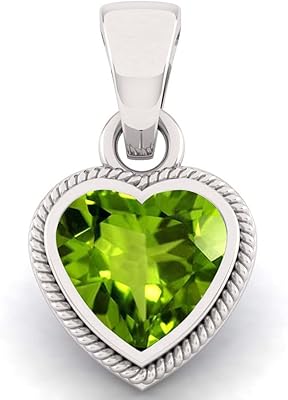 Collier d'anniversaire en forme de cœur en péridot naturel sirdaksh 5,25 carats