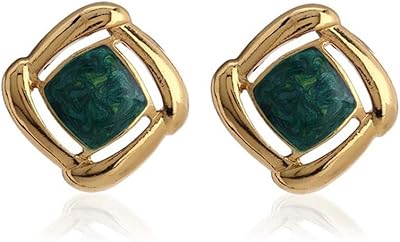 Boucles d'oreilles steelie green pour femme, boucles d'oreilles en métal et laiton plaqué