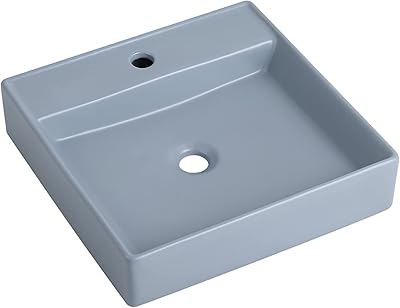 Lavabo à poser ferosan pro, céramique, bleu poussiéreux mat, 44x44