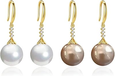Ensemble de boucles d'oreilles pendantes en perles plaquées argent, boucles d'oreilles pendantes plaquées