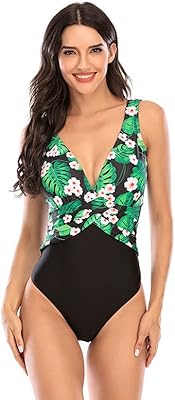 Maillot de bain une pièce tankini amincissant pour femme, col en v, maillot