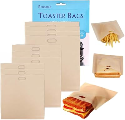 Sac grille-pain réutilisable pour griller des sandwichs au fromage | grille-pain micro-ondes poêle à griller - 100% sans bpa et sans gluten | sacs à toasts antiadhésifs (10pcs). Diaytar : Votre allié pouvoir d'achat au quotidien