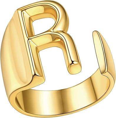 Bague en or large ouverte réglable goodrun pour femme avec motif gravé