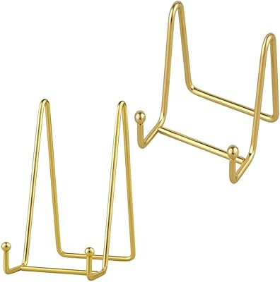 Chevalet d'affichage d'assiettes 2 pièces - support de chevalet en métal doré et chevalet d'assiette, support de chevalet pour afficher des images, assiette, plateau, plateau décoratif et table d'art. Diaytar : Le choix malin des consommateurs sénégalais