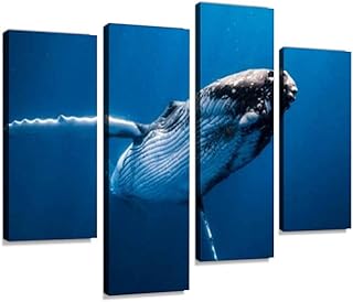 Impression sur toile gros plan de baleines à bosse nageant sous une terrasse
