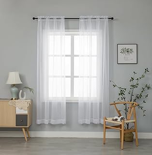 Rideaux transparents blancs de 84" de longueur, 2 pièces, magnifiques rideaux de traitement