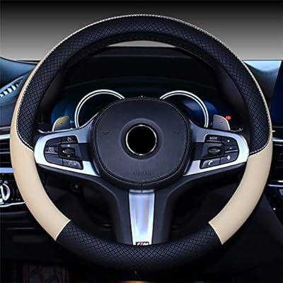 Couvre-volant de voiture en cuir antidérapant pour les quatre saisons, couvre-volant universel 15