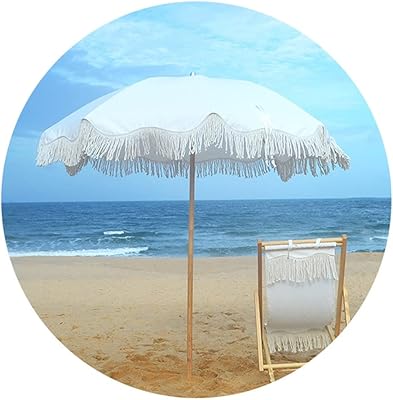 Parasol de terrasse blanc de 6 pieds parasol de plage inclinable extérieur