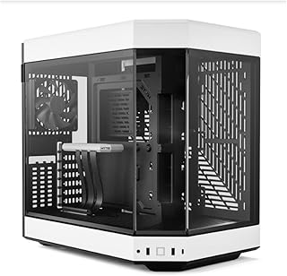 Boîtier d'ordinateur atx à double compartiment esthétique et moderne hycg y60 - noir/blanc