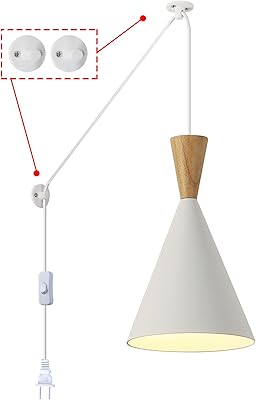 Applique murale à suspension en bois blanc à hauteur réglable - plafonnier industriel