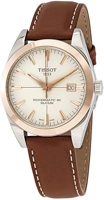 Montre tissot gentleman powermatic 80 en silicone solide avec boîtier en or 18