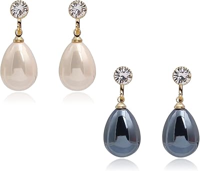 Ensemble de boucles d'oreilles pendantes en argent sterling 925 hypoallergénique avec perles d'eau