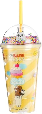 Tasse d'eau de voyage miniso wee bear bears avec couvercle et paille, 16
