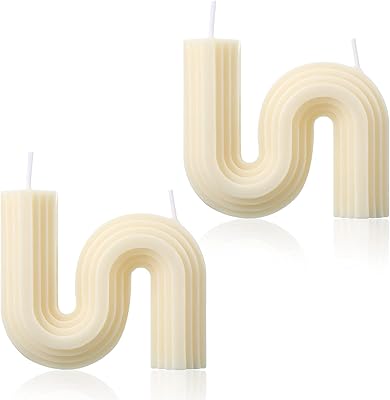 2 bougies esthétiques torsadées en forme de s, bougies géométriques simples en cire