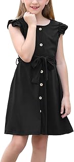 Robe mi-longue décontractée à manches volantées, boutons sur le devant et imprimé floral
