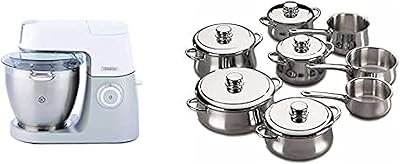 Machine de cuisine kenwood blanc/argent, kvl6140t + batterie de cuisine 13 pièces