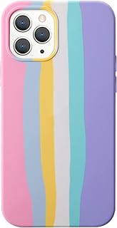 Yesunktt pour iphone 13 creative cute rainbow stripes coque de protection en silicone