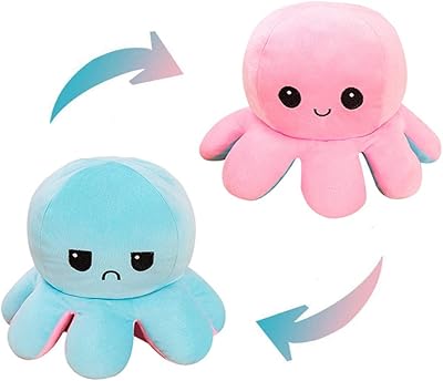Poupée pieuvre en peluche réversible akod avec un joli motif d'animal en peluche