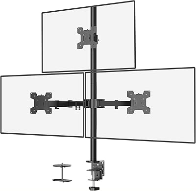Support de moniteur lcd led de bureau zerteller pour 3 moniteurs, support