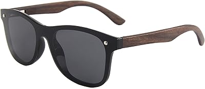 Lunettes de soleil en noyer avec verres polarisés foncés 100 % uva/uvb