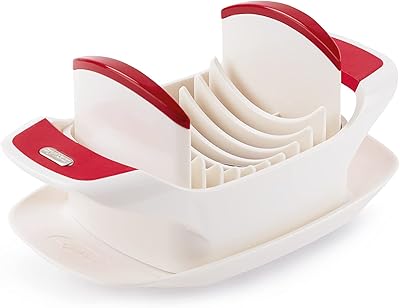 Coupe-tomates zyles e46420 | plastique/acier inoxydable | blanc/rouge | 8 lames tranchantes en acier inoxydable / plaque intégrée / tranches de tomates / légumes / fruits | passe au lave-vaisselle | garantie 5 ans. Catalogue géant, prix mini chez Diaytar Sénégal