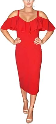 Robe mi-longue à épaules dénudées pour femme