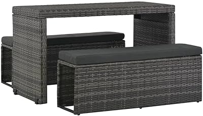 Ensemble de salle à manger d'extérieur vedexcel 3 pièces avec coussins pour terrasse
